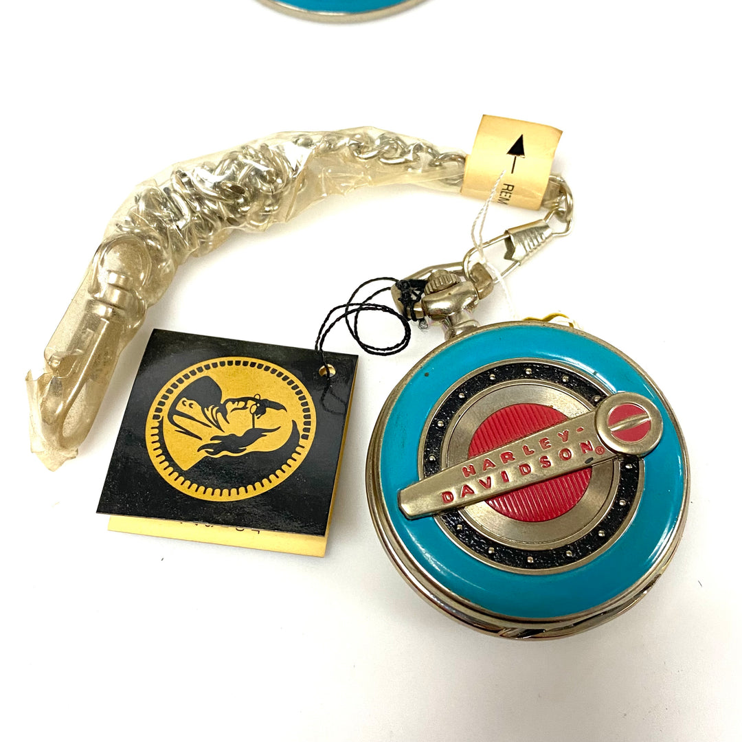 w081 Vintage Franklin Mint Harley-Davidson 1949 Hydra-Glide Collectible Pocket Watch & Eagle Stand