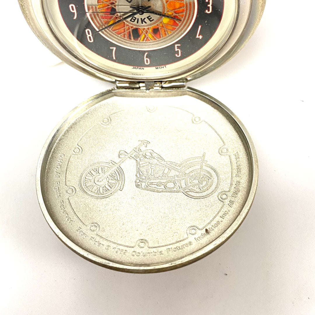 W085 Vintage 1998 Franklin Mint Harley-Davidson "Billy Bike" Chopper Precision Pocket Watch & Eagle Stand