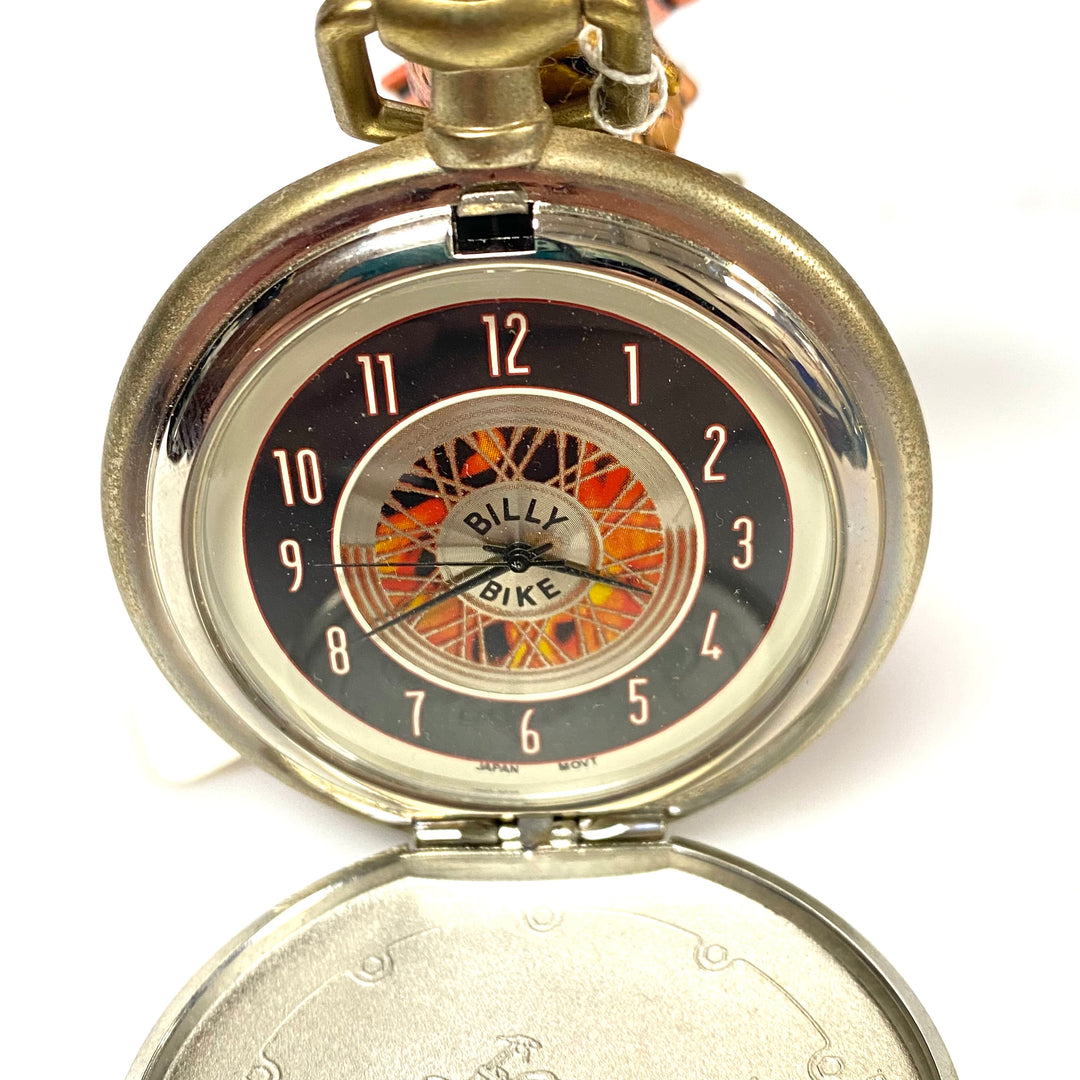 W085 Vintage 1998 Franklin Mint Harley-Davidson "Billy Bike" Chopper Precision Pocket Watch & Eagle Stand