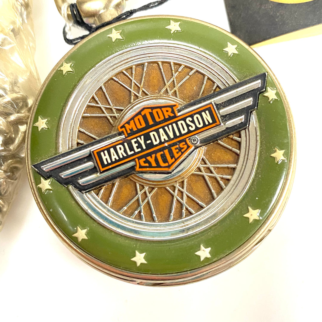 w086 Vintage Franklin Mint Harley-Davidson 1942 WLA Military Pocket Watch & Stand