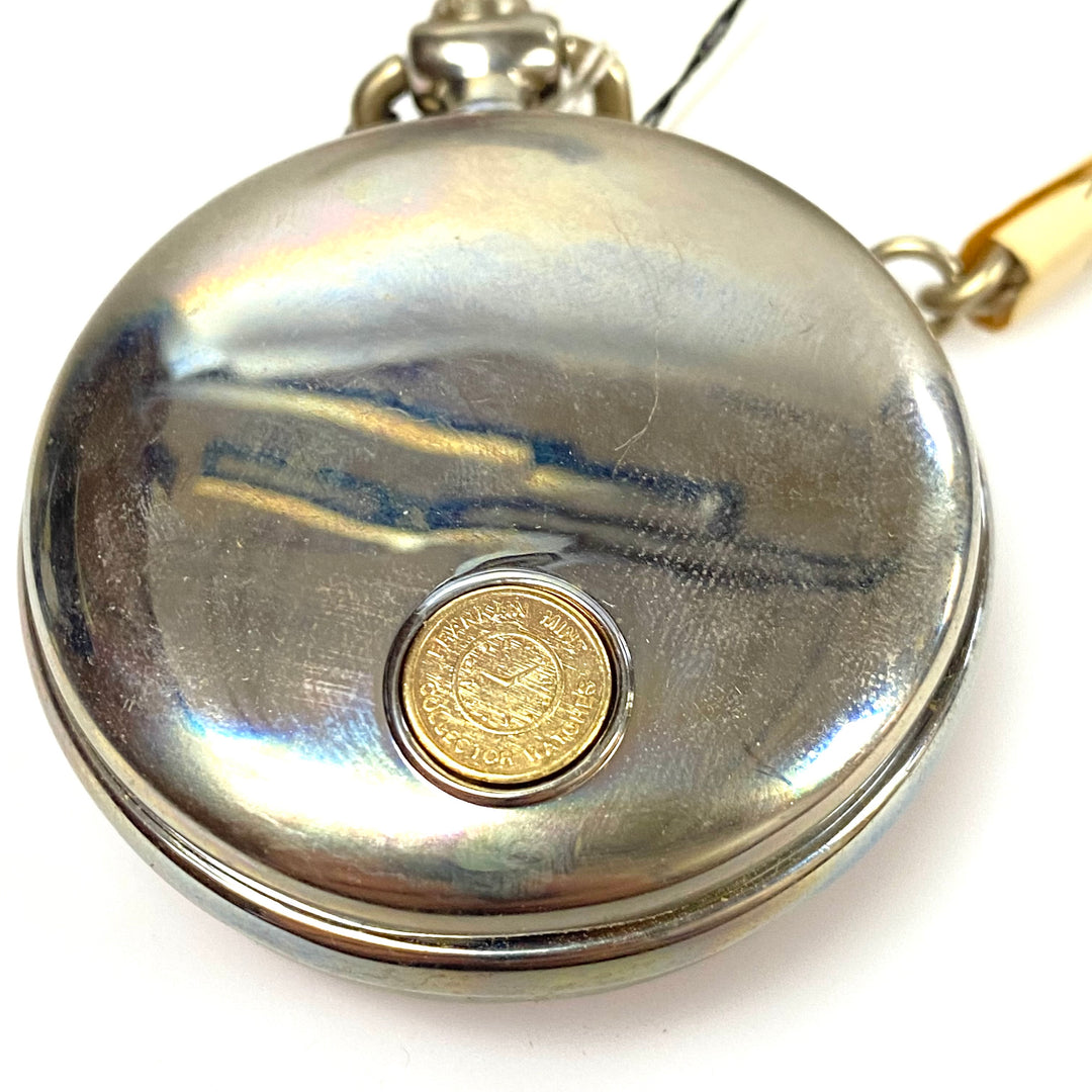 w089 Vintage 1998 Franklin Mint Harley-Davidson Precision Pocket Watch featuring the 1998 FXDWG Dyna Wide Glide & Eagle Stand