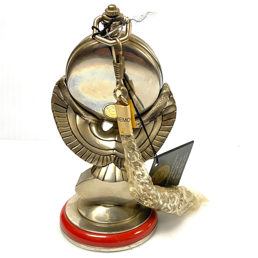 w089 Vintage 1998 Franklin Mint Harley-Davidson Precision Pocket Watch featuring the 1998 FXDWG Dyna Wide Glide & Eagle Stand
