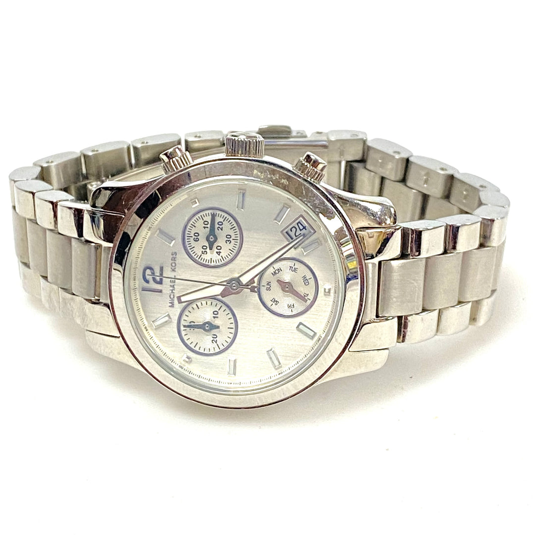 w090 Michael Kors Runway Chronograph Stainless Steel Wrist Watch Model MK5428