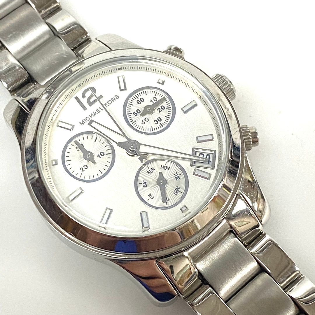 w090 Michael Kors Runway Chronograph Stainless Steel Wrist Watch Model MK5428