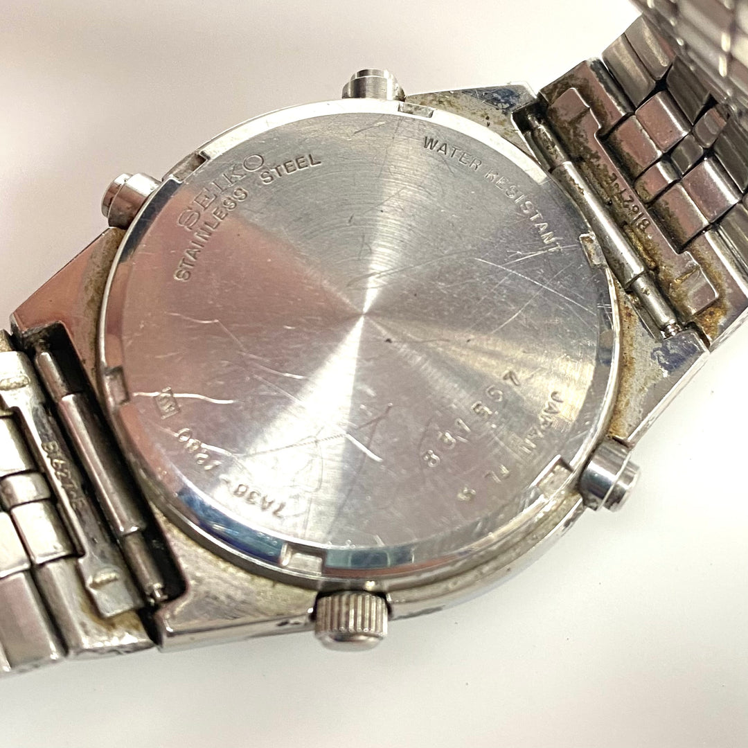 w092 Vintage Seiko Quartz Chronograph Stainless Steel Men' Wrist Watch 7A38-7280