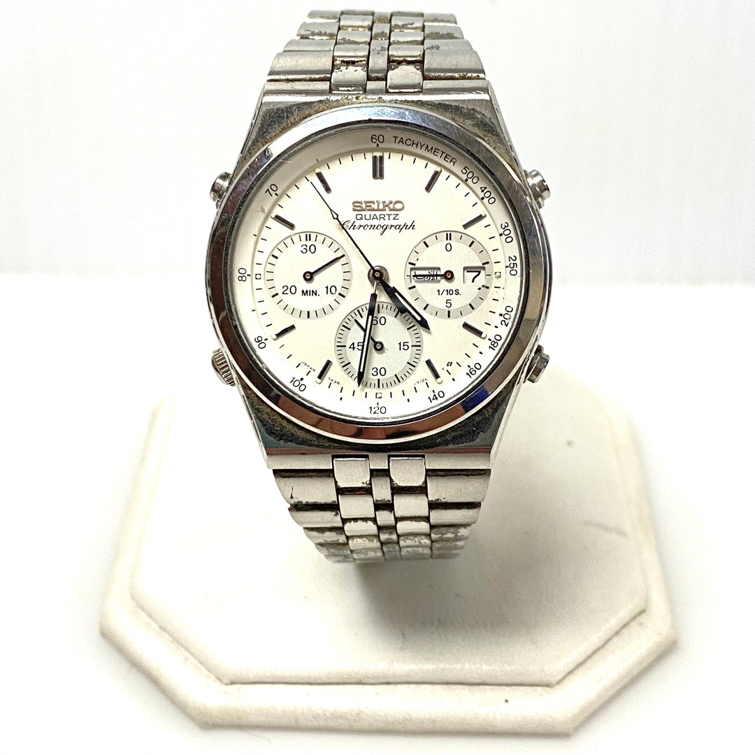 w092 Vintage Seiko Quartz Chronograph Stainless Steel Men' Wrist Watch 7A38-7280