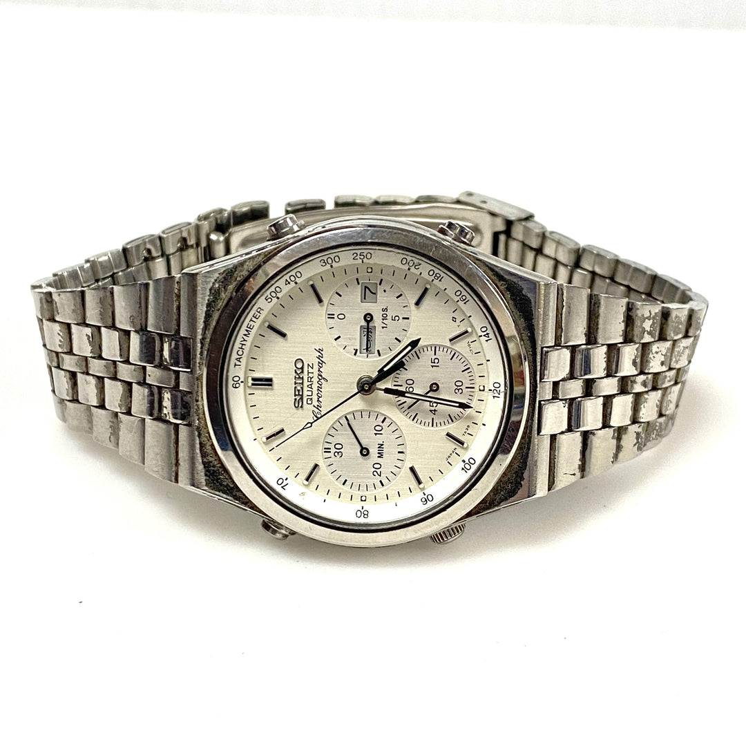w092 Vintage Seiko Quartz Chronograph Stainless Steel Men' Wrist Watch 7A38-7280