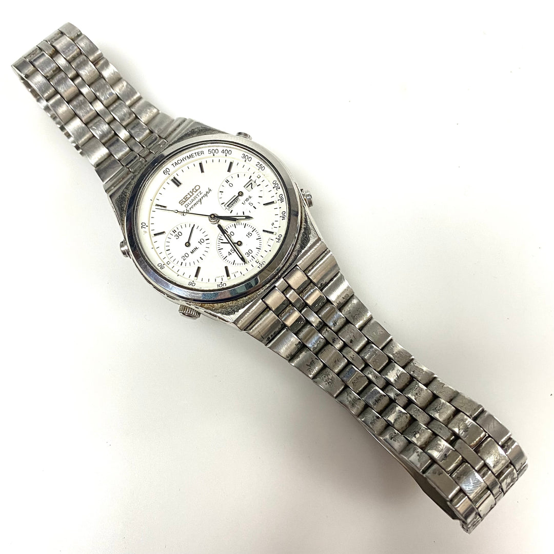 w092 Vintage Seiko Quartz Chronograph Stainless Steel Men' Wrist Watch 7A38-7280