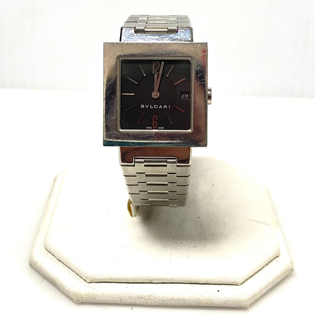 w095 Vintage BVLGARI Quadrato Stainless Steel Luxury Wrist Watch Model SQ29SSD