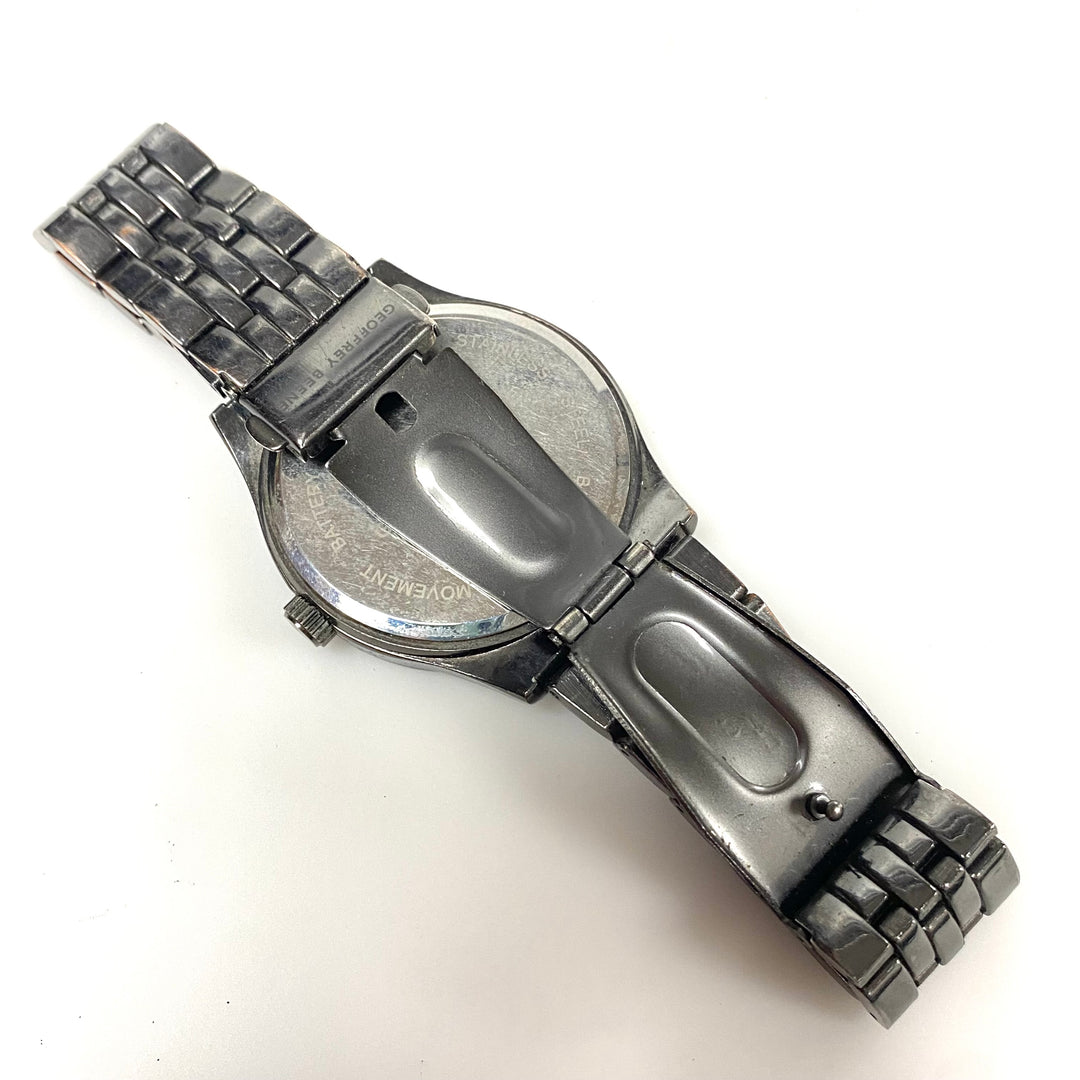 w096 Geoffrey Beene Men's Diamond Accent Quartz Men's Wrist Watch Gunmetal-tone