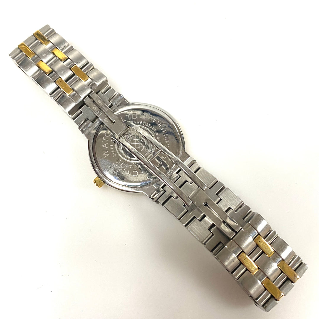 w097 Vintage Cyma SeaRay Le Locle Two-tone Stainless Steel Quartz Wrist Watch