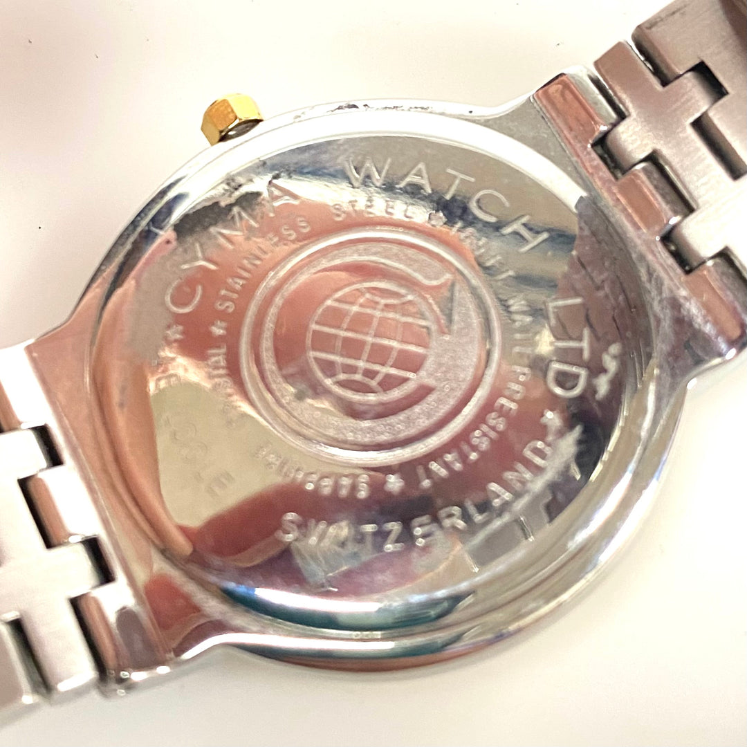 w097 Vintage Cyma SeaRay Le Locle Two-tone Stainless Steel Quartz Wrist Watch