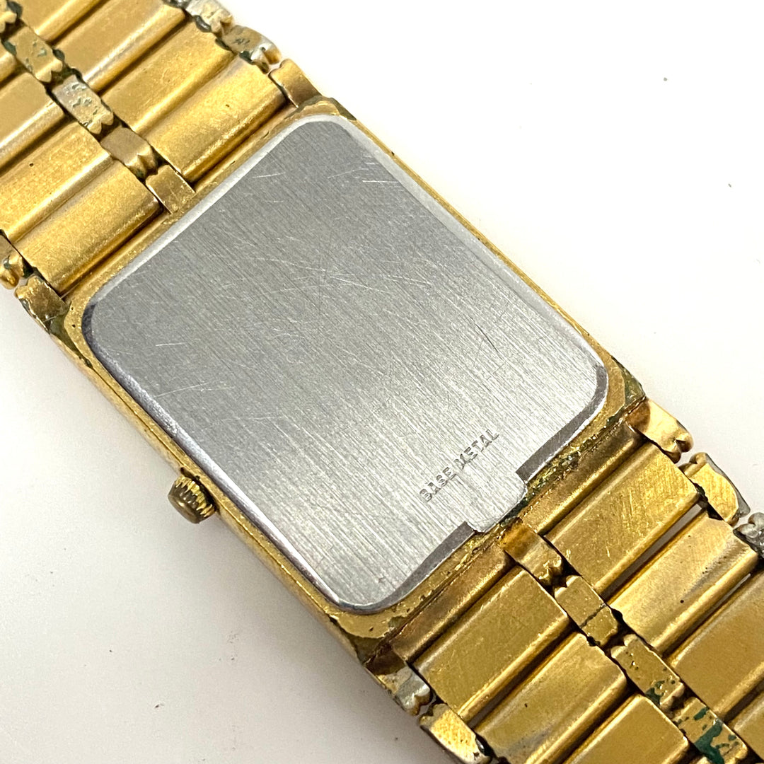 w099 Vintage Wittnauer Quartz Wrist Watch Swiss Quartz Tank-style Gold Tone Case
