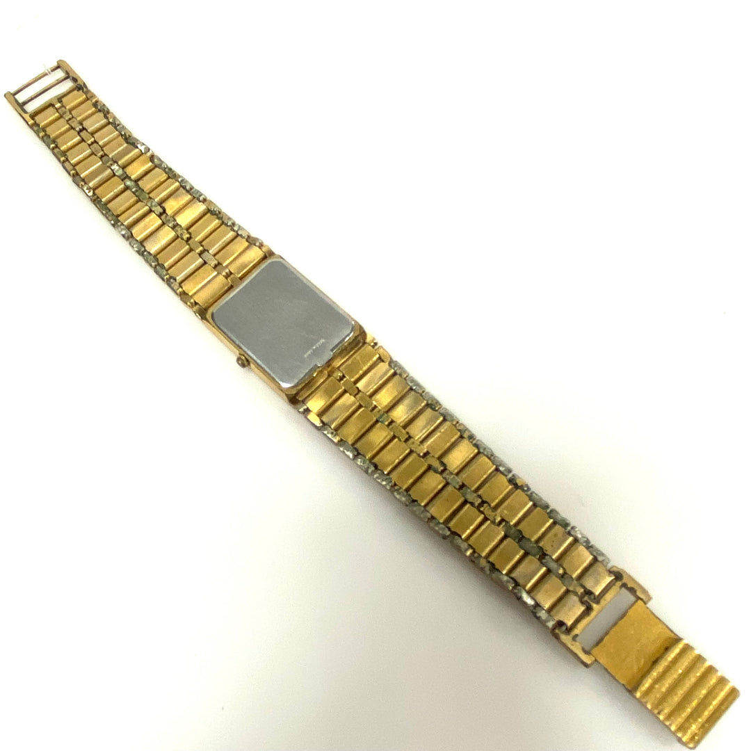 w099 Vintage Wittnauer Quartz Wrist Watch Swiss Quartz Tank-style Gold Tone Case