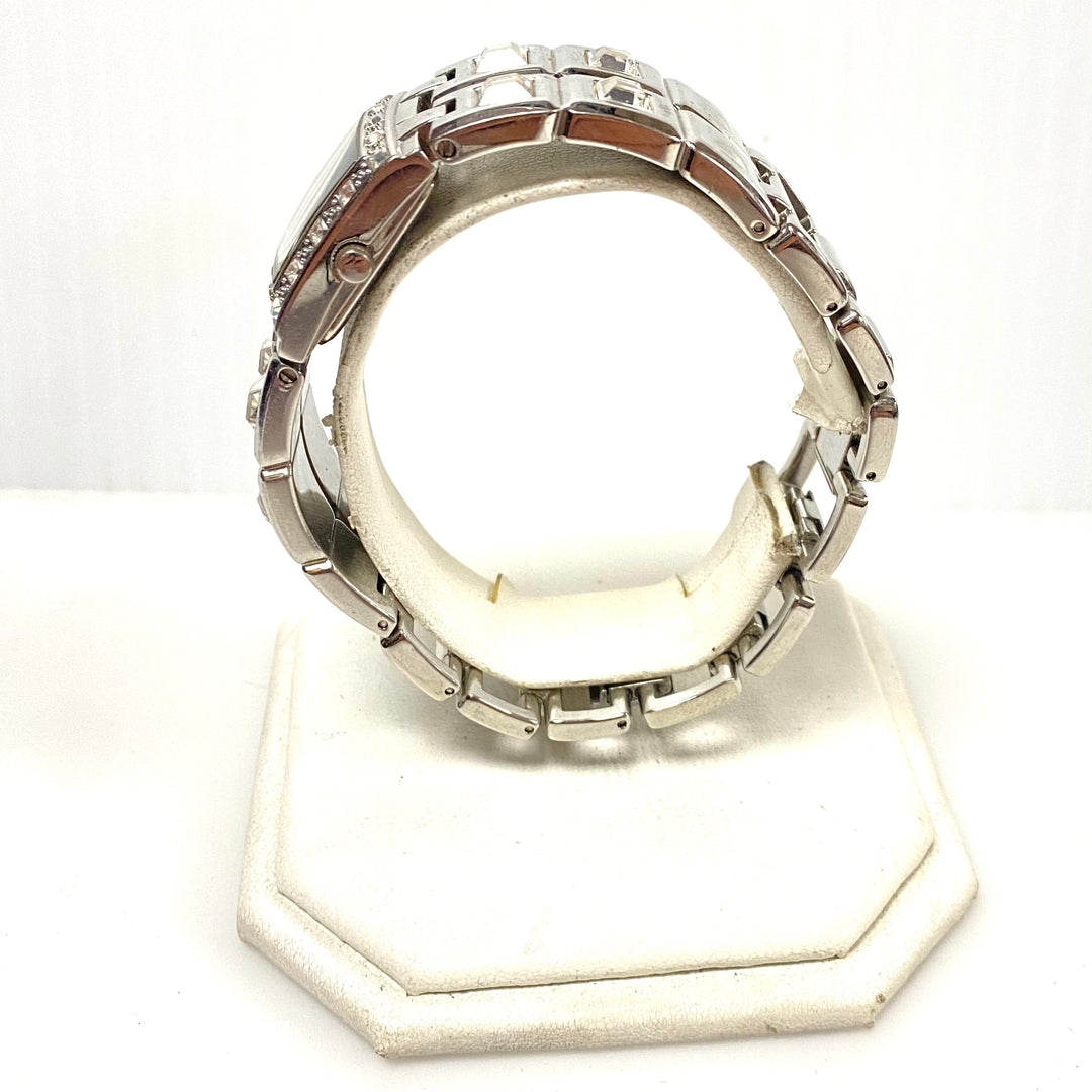 w103 Vintage Fossil F2 ES-1938 Women's Rhinestone Dress Wrist Watch Stainless Steel