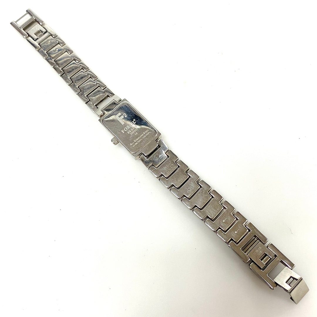 w106 Vintage Fossil F2 Stainless Model ES-9374 Convex Raised Crystal Wrist Watch