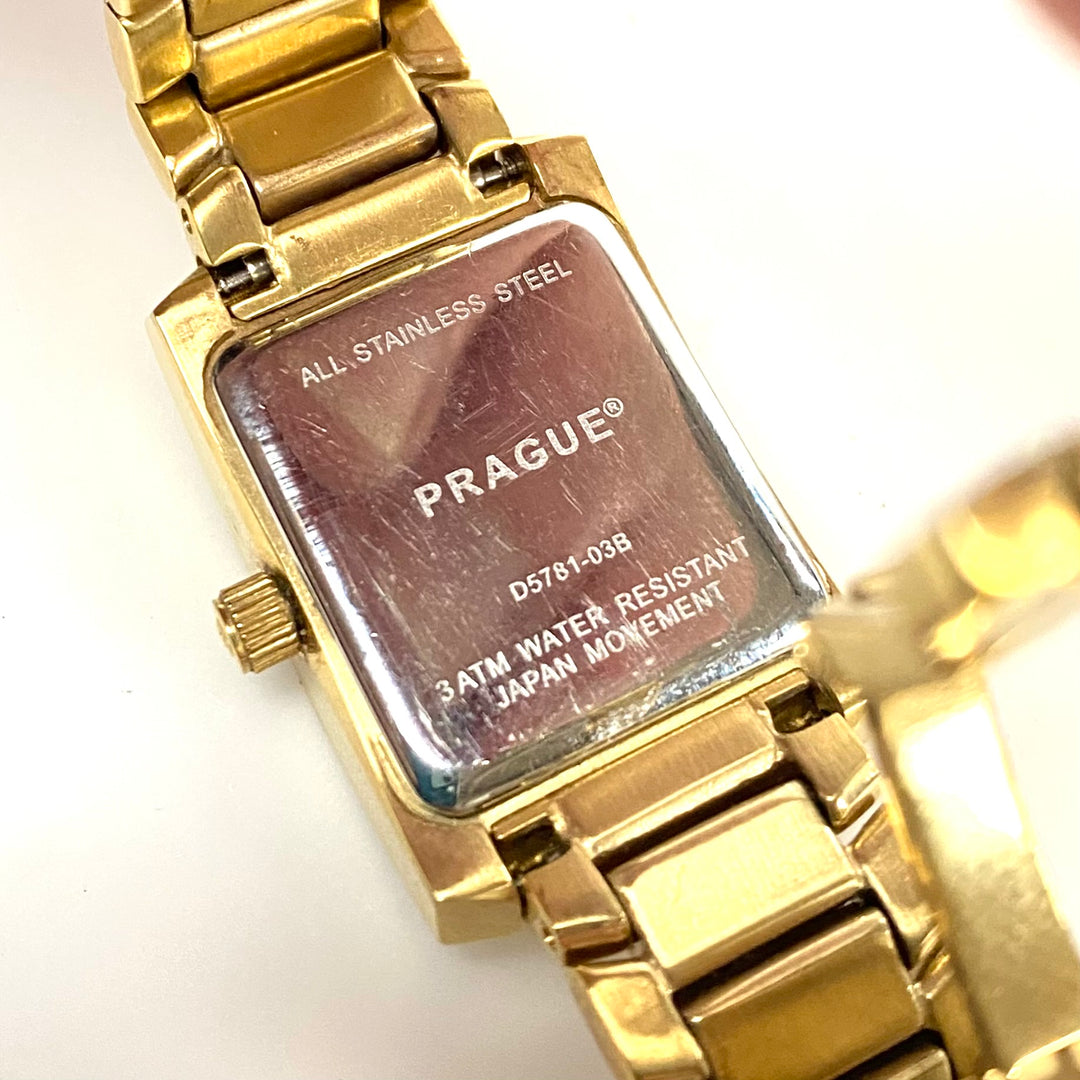 w111 Vintage Prague Crystal-accented Gold-tone Women's Tank-style Wrist Watch