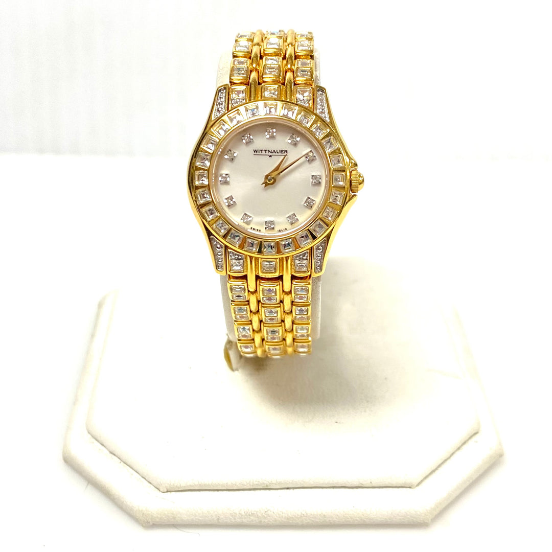 w112 Vintage Wittnauer Krystal Collection 12L19 Ladies' Swiss Wrist Watch Gold Plated Water Resistant