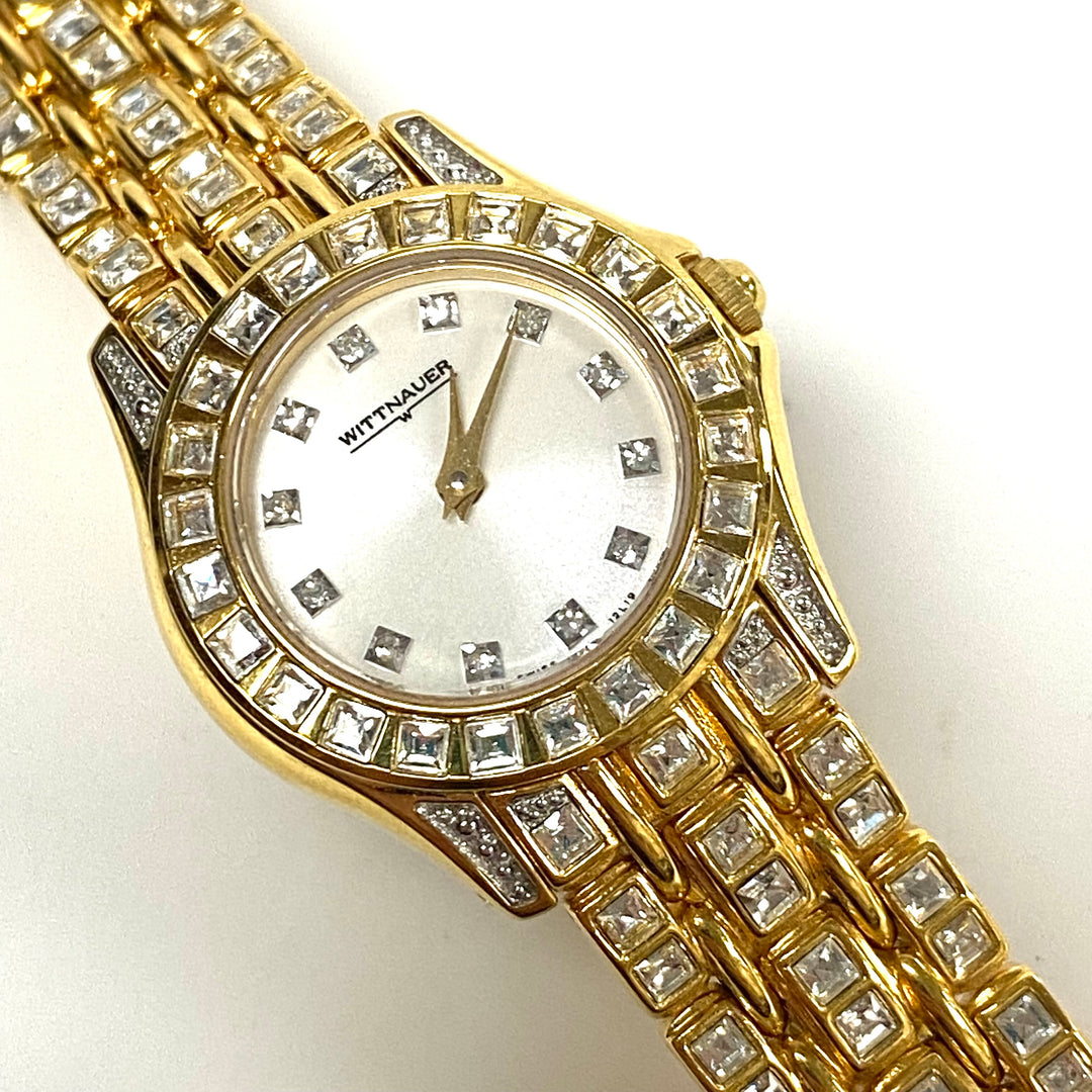 w112 Vintage Wittnauer Krystal Collection 12L19 Ladies' Swiss Wrist Watch Gold Plated Water Resistant