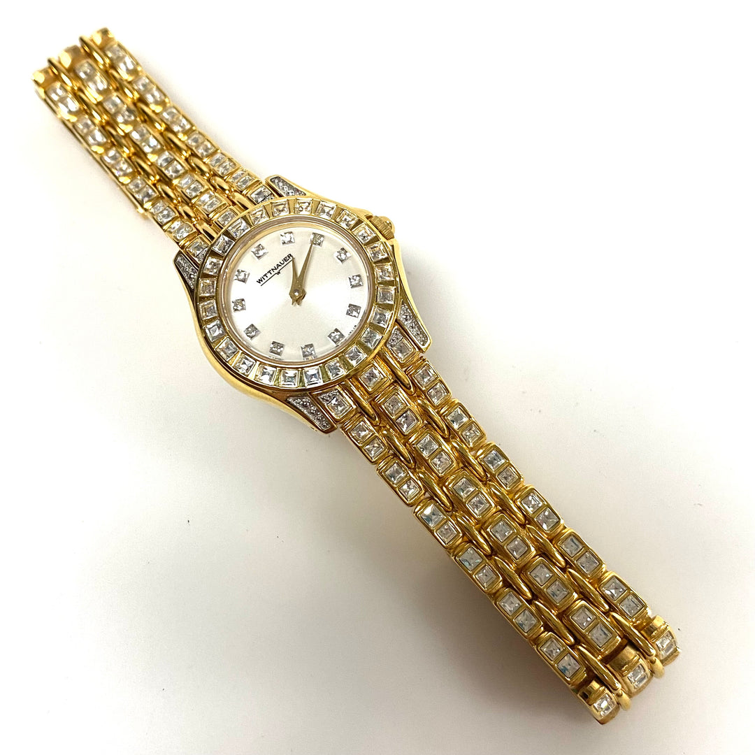 w112 Vintage Wittnauer Krystal Collection 12L19 Ladies' Swiss Wrist Watch Gold Plated Water Resistant