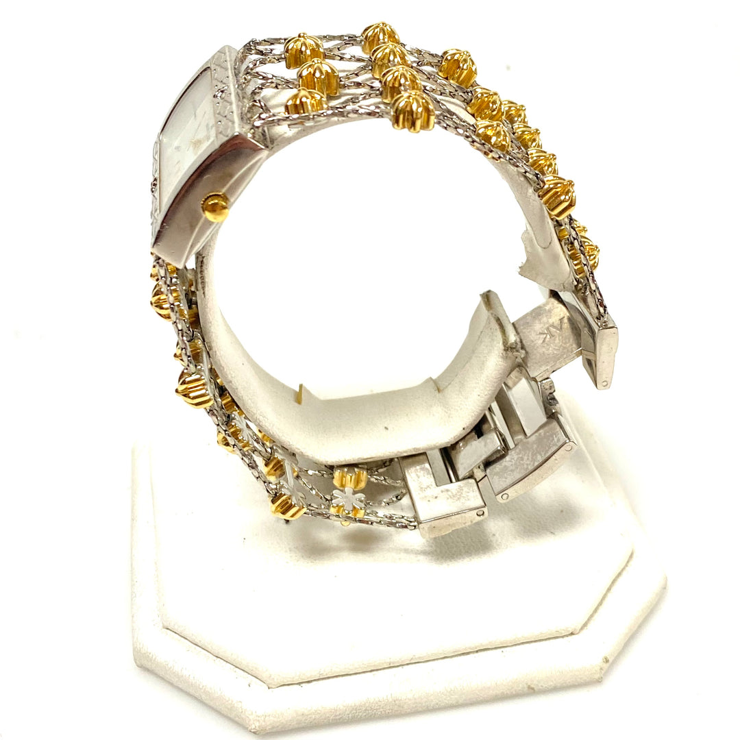 w117 Vintage Two-tone Anne Klein Women's Quartz Web-style Bracelet Wrist Watch