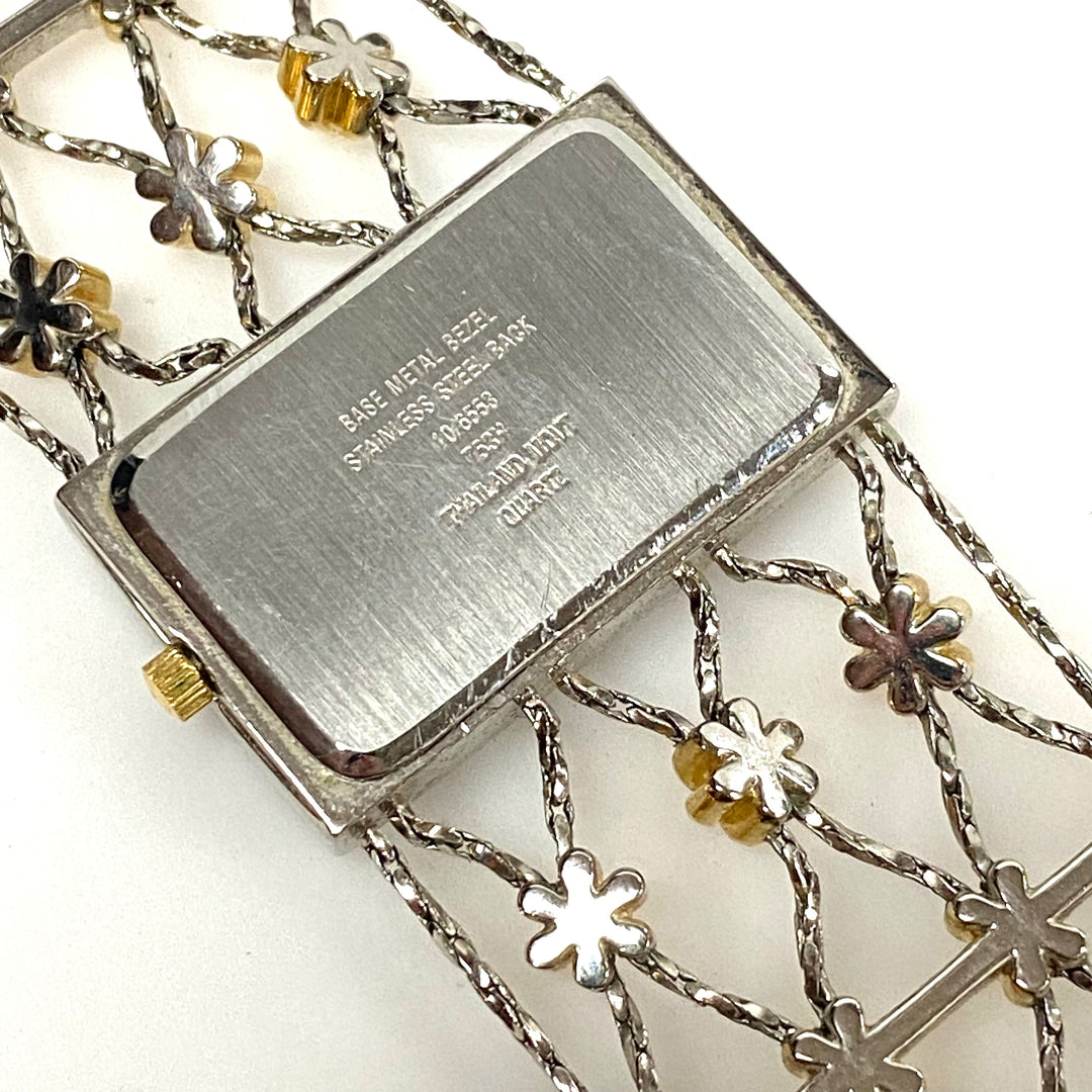 w117 Vintage Two-tone Anne Klein Women's Quartz Web-style Bracelet Wrist Watch
