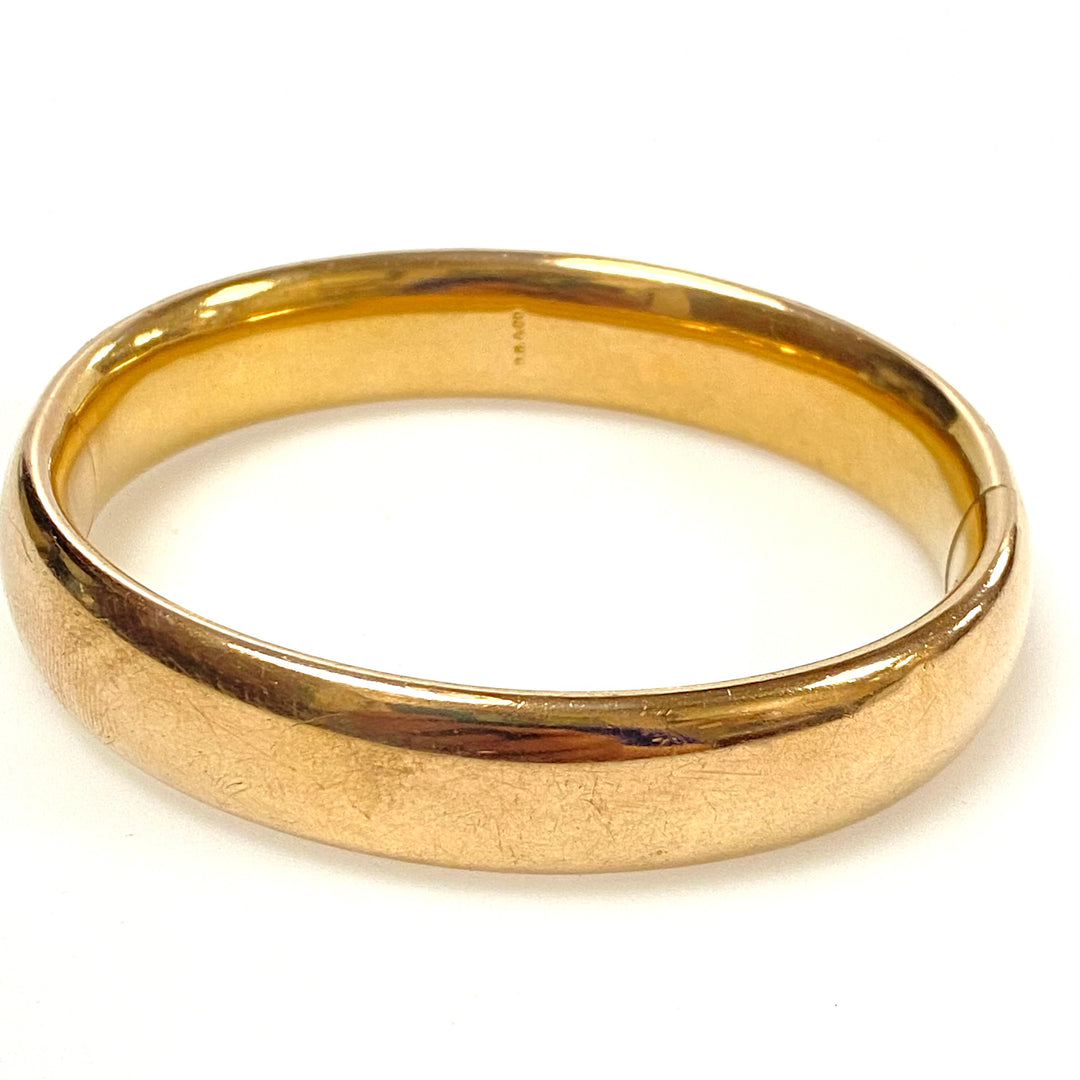 w120 Vintage Gold-filled Hinged Bangle Bracelet Ornate Floral and Foliage Design