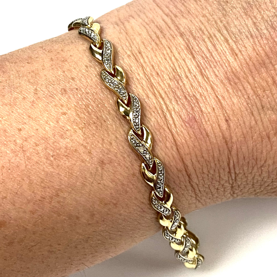 w124 Vintage Two-tone 925 Sterling Silver Infinity-style Link Bracelet 7.25"