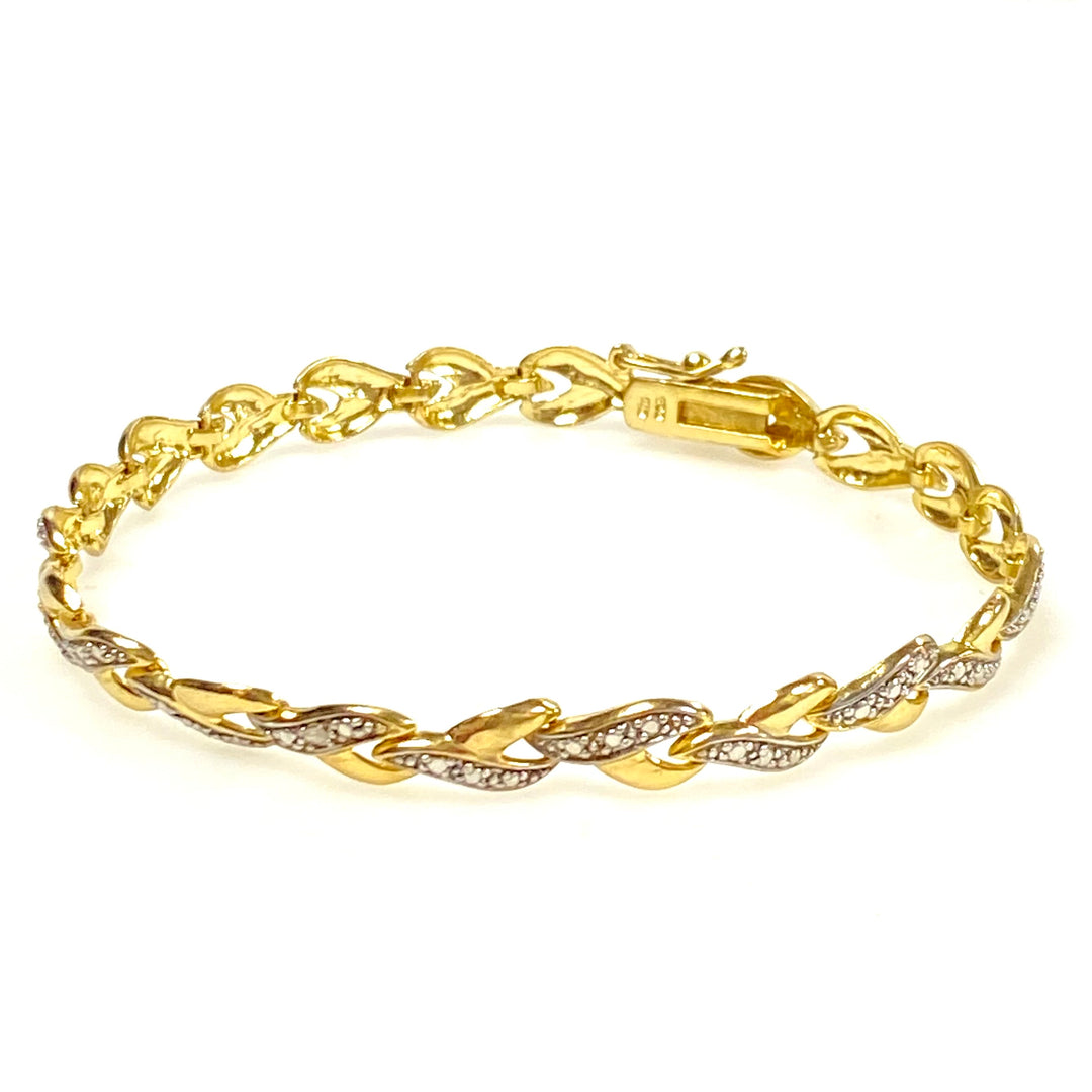 w124 Vintage Two-tone 925 Sterling Silver Infinity-style Link Bracelet 7.25"