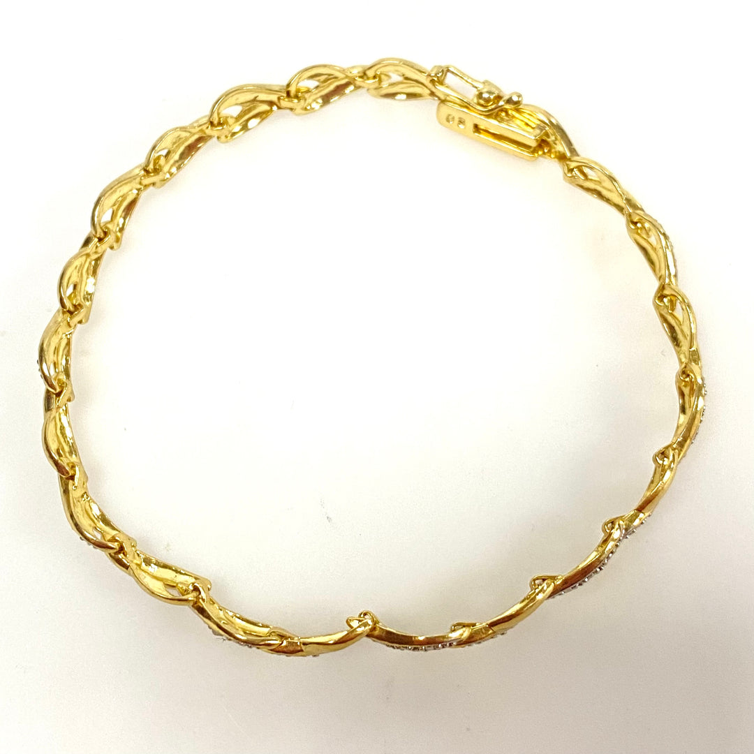 w124 Vintage Two-tone 925 Sterling Silver Infinity-style Link Bracelet 7.25"