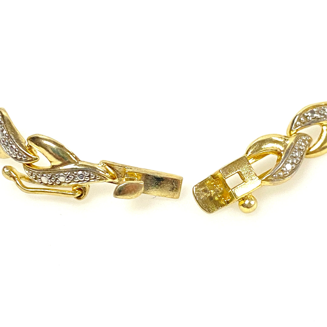 w124 Vintage Two-tone 925 Sterling Silver Infinity-style Link Bracelet 7.25"