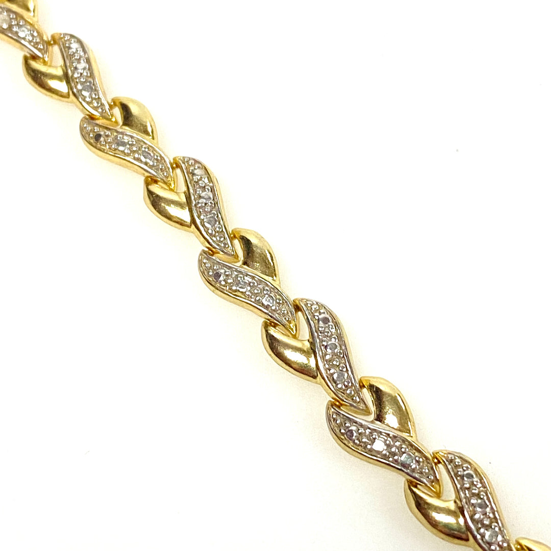 w124 Vintage Two-tone 925 Sterling Silver Infinity-style Link Bracelet 7.25"