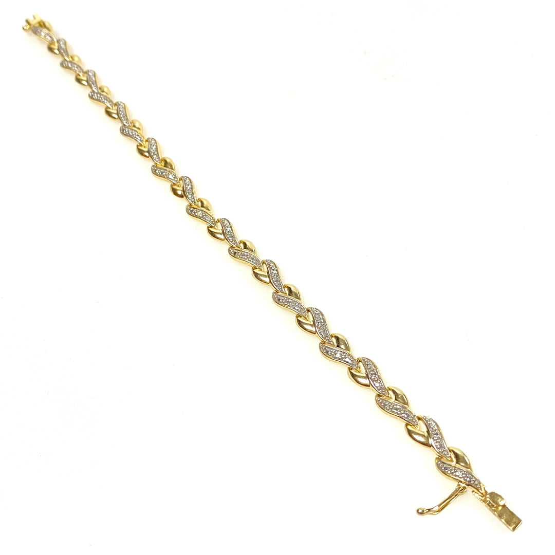 w124 Vintage Two-tone 925 Sterling Silver Infinity-style Link Bracelet 7.25"