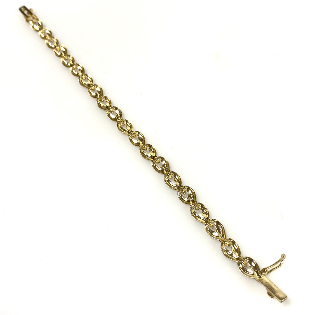 w124 Vintage Two-tone 925 Sterling Silver Infinity-style Link Bracelet 7.25"