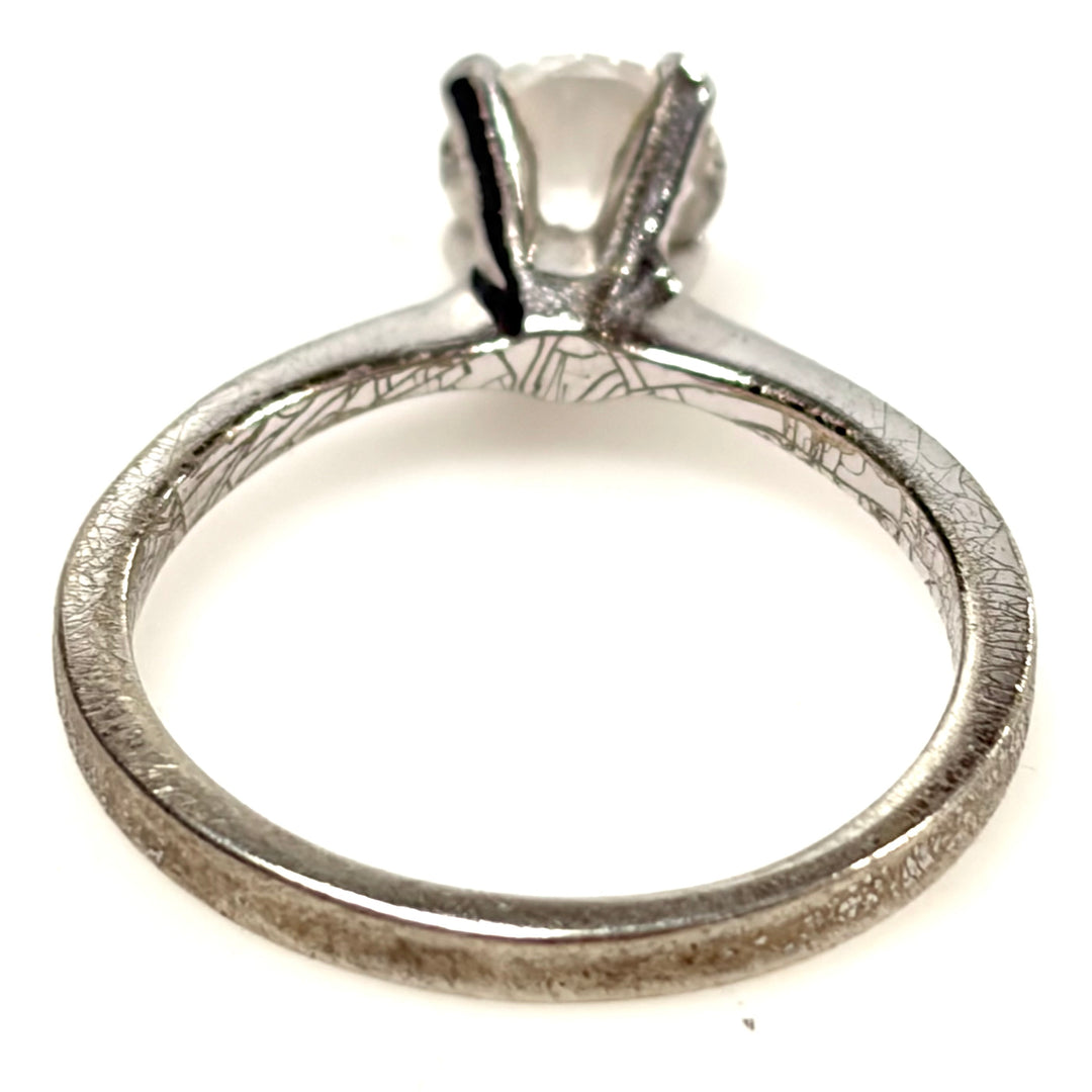 w134 Vintage Avon Sterling Silver Solitaire Engagement Ring Cubic Zirconia Sz 6
