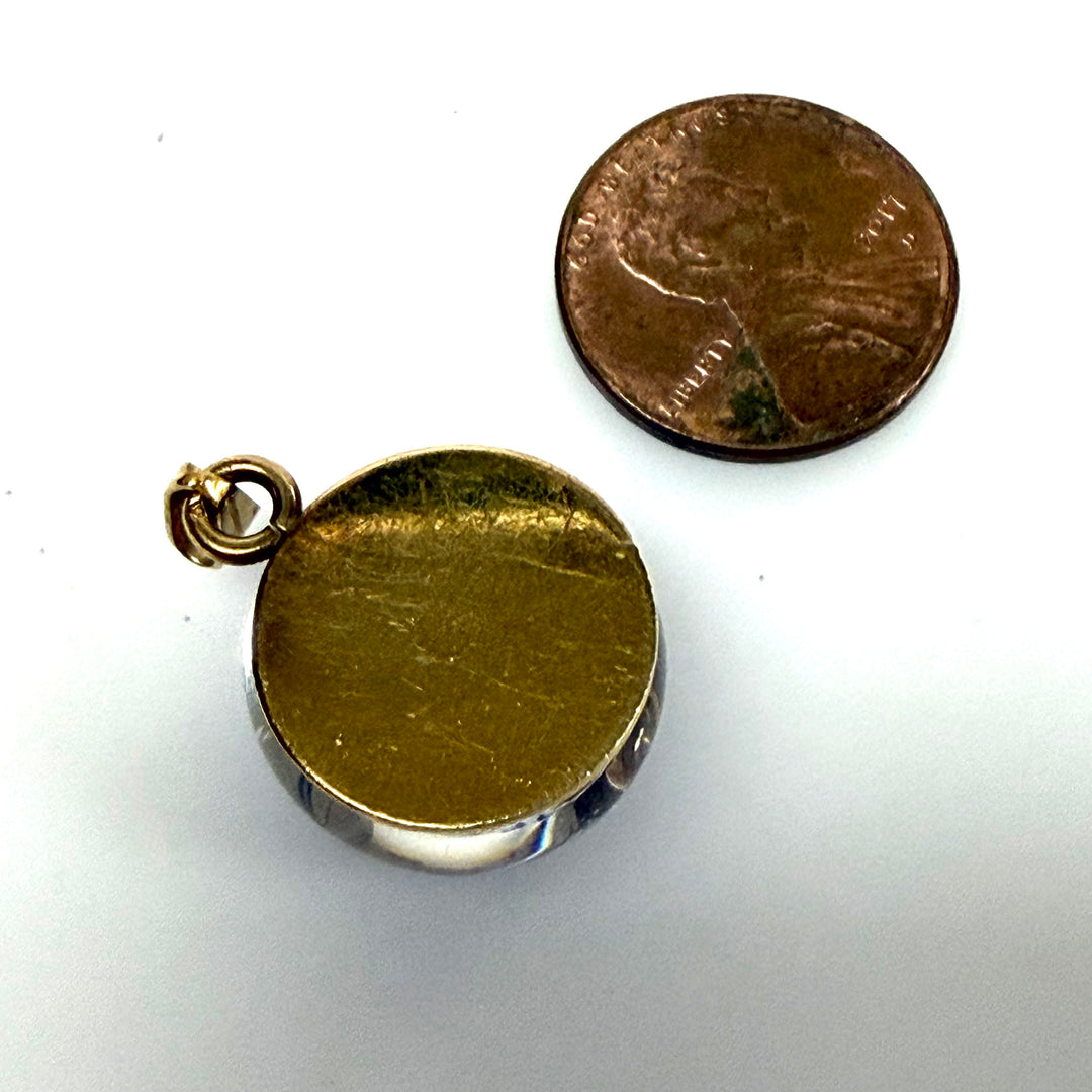 w138 Vintage Art Glass Millefiori-style Cuff links and Pendant Deep Blue Floral