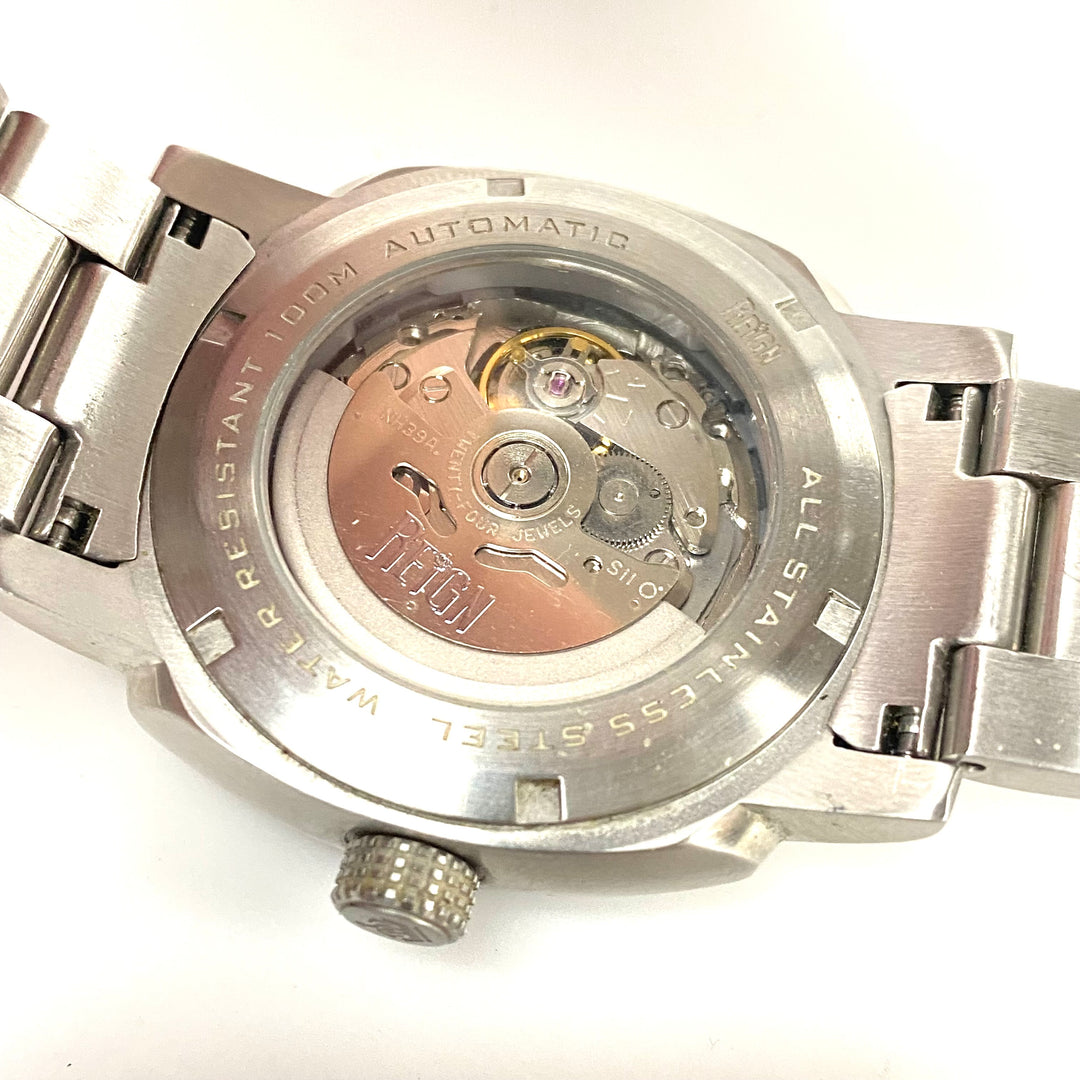 w144 Reign Impaler Men's Semi-Skeleton Stainless Steel Black Dial Watch Automatic