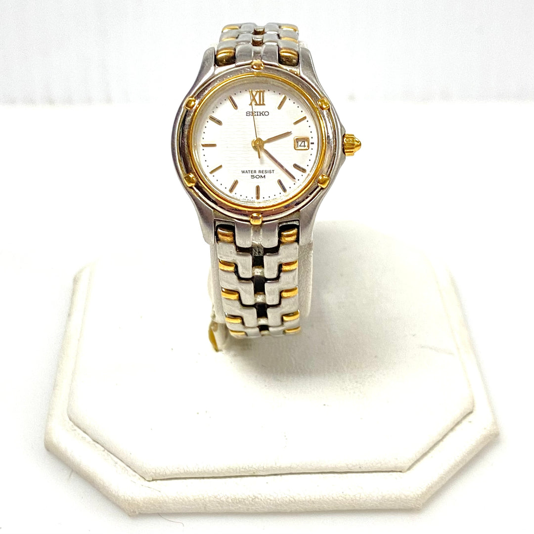 w148 Vintage Seiko 7N82-0599 Women's Quartz Two-tone Wrist Watch Stainless Steel