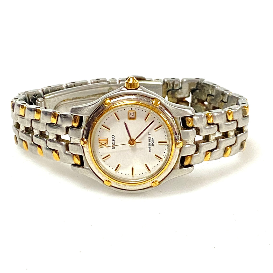 w148 Vintage Seiko 7N82-0599 Women's Quartz Two-tone Wrist Watch Stainless Steel