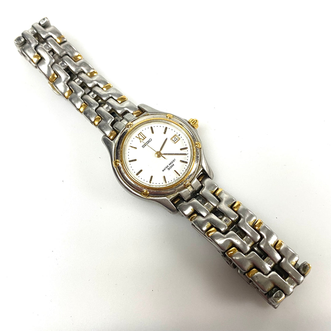 w148 Vintage Seiko 7N82-0599 Women's Quartz Two-tone Wrist Watch Stainless Steel