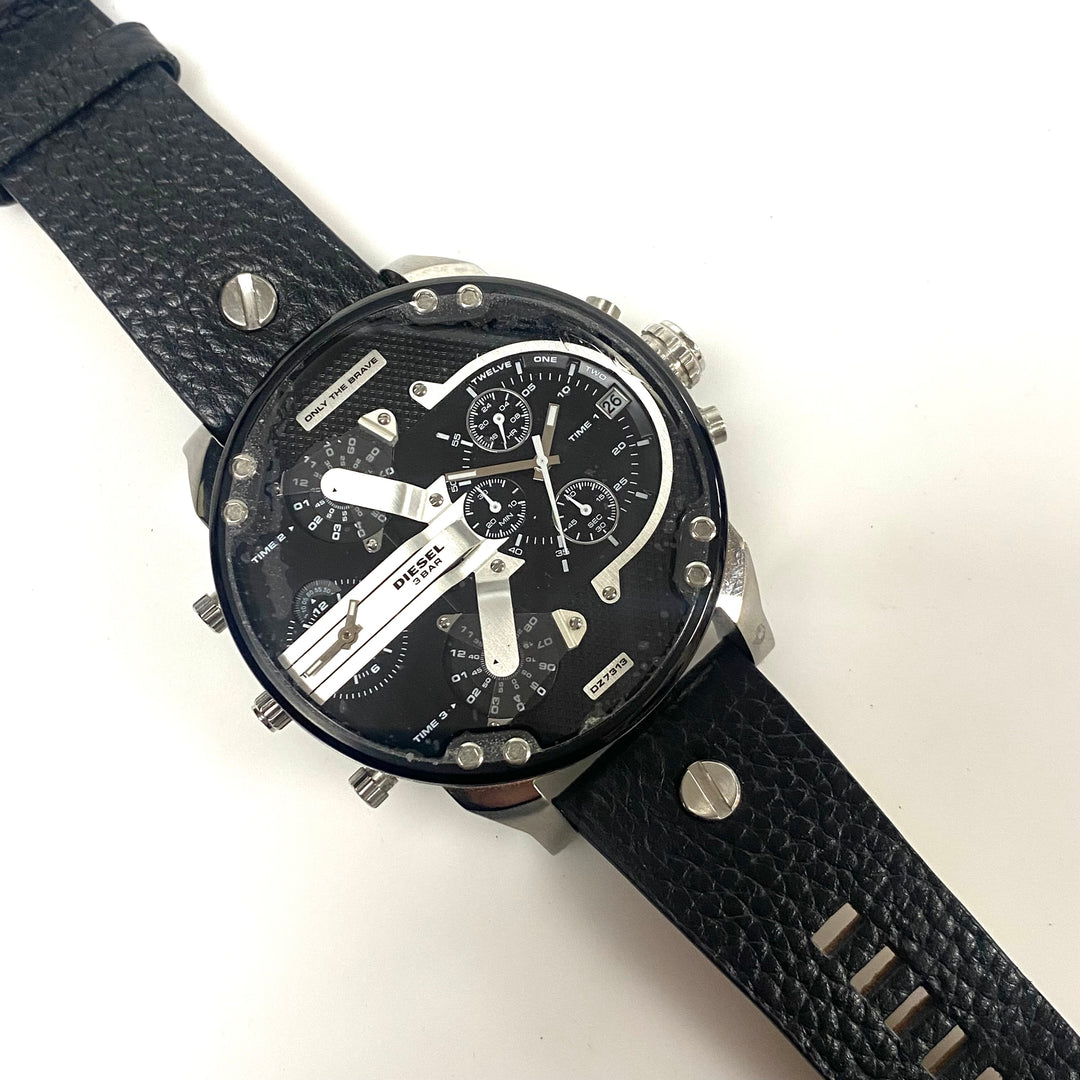 w162 Diesel Mr. Daddy 2.0 Chronograph Wrist Watch Model DZ7313 Stainless Steel Black Multi-layer Dial