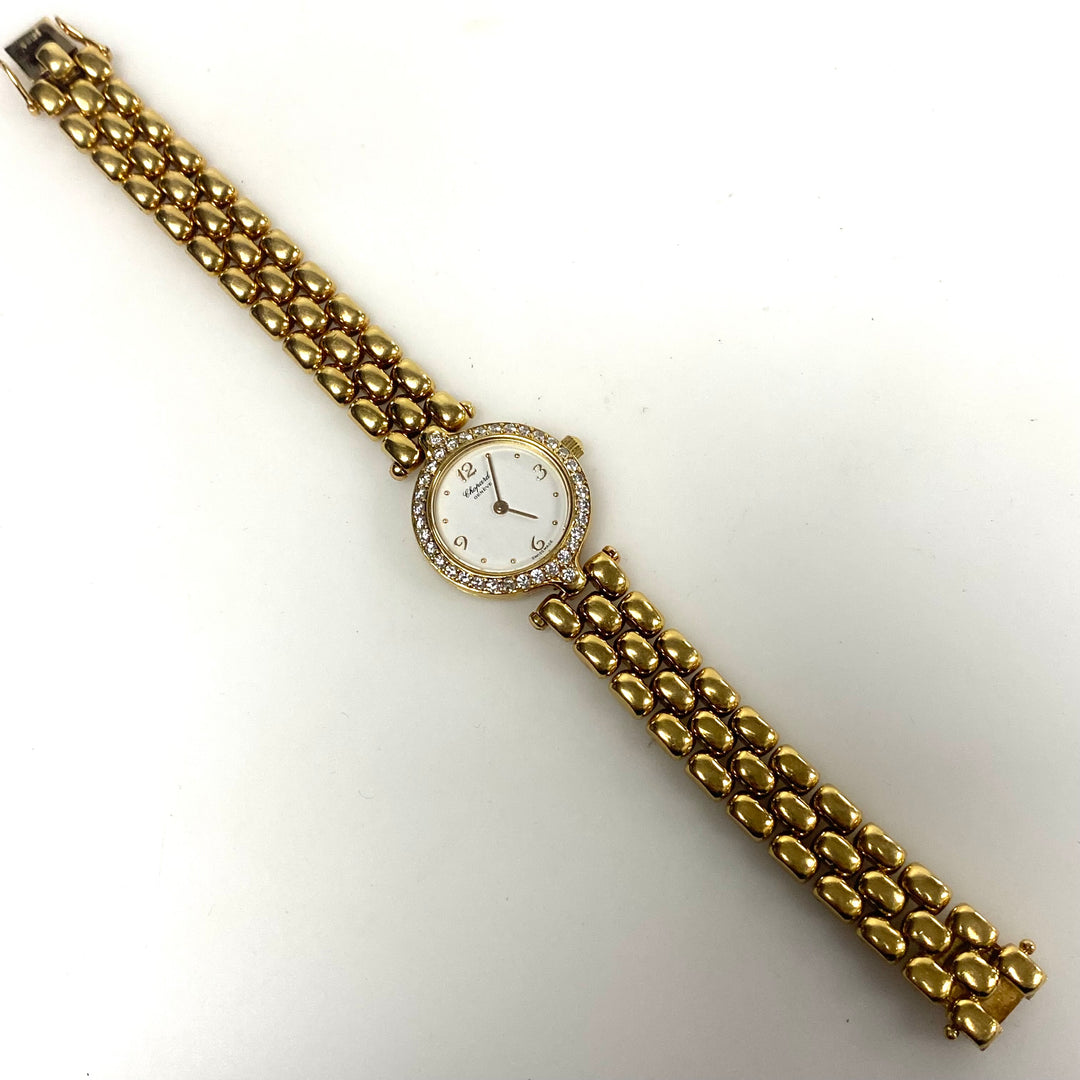 w164 Chopard Gstaad Luxury Watch 18k Yellow Gold Diamond Bezel Linked Bracelet