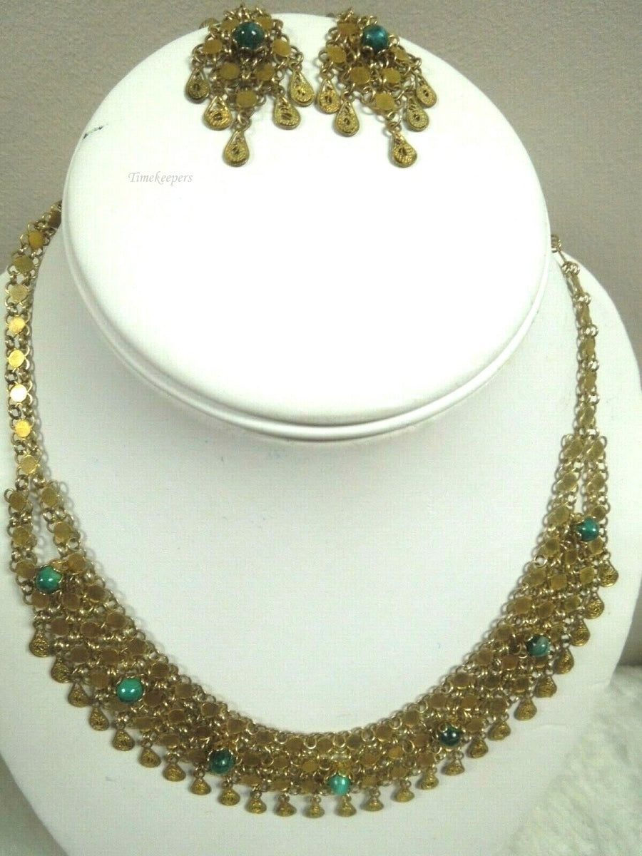 r081 Vintage Traditional Beautiful Gold Filled Necklace Set with Matching earrings