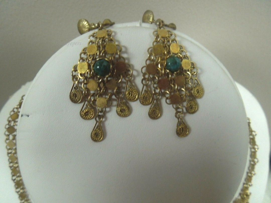 r081 Vintage Traditional Beautiful Gold Filled Necklace Set with Matching earrings
