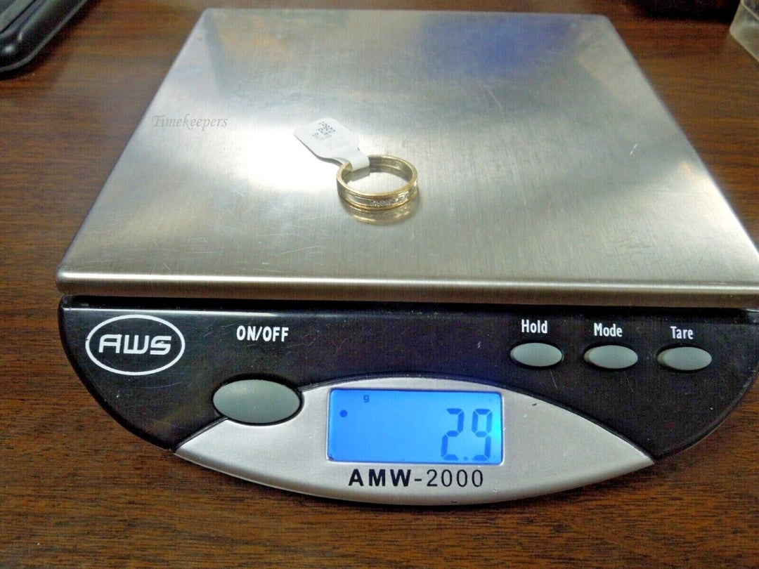 r495 14kt White Yellow Gold Wedding Band Diamond .025 cts Size 6.5(USA) Signed