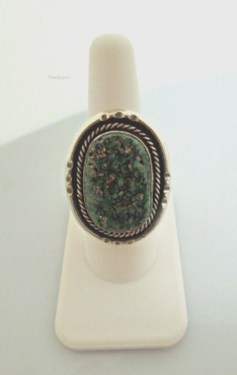 r988 Vintage Navajo Sterling Silver Turquoise Ring Size 7.5 (USA)