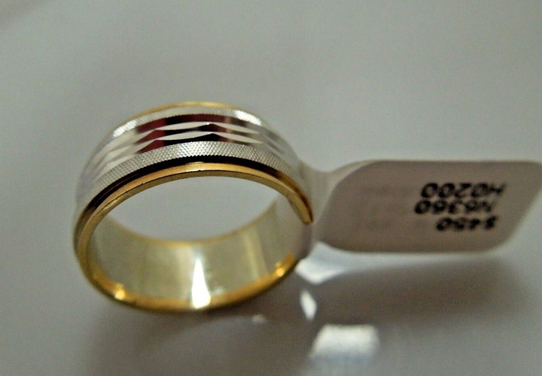 r497 Vintage Keepsake 14k White Yellow Gold Etched Wedding Band Size 6.6 Signed