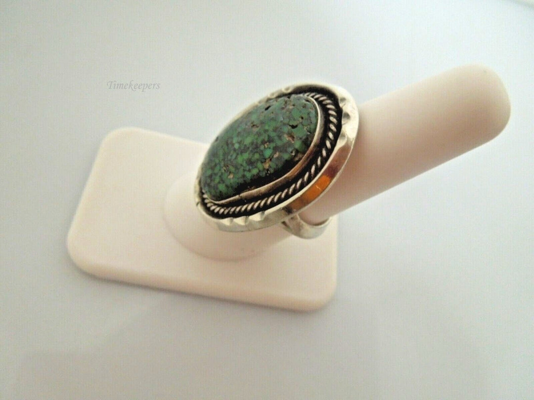 r988 Vintage Navajo Sterling Silver Turquoise Ring Size 7.5 (USA)