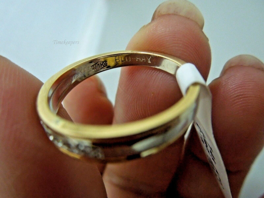 r495 14kt White Yellow Gold Wedding Band Diamond .025 cts Size 6.5(USA) Signed