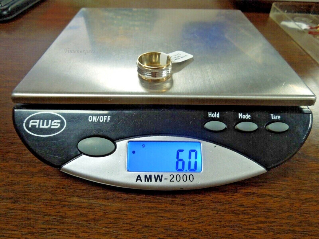 r497 Vintage Keepsake 14k White Yellow Gold Etched Wedding Band Size 6.6 Signed